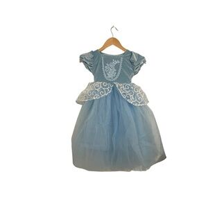 Blue Princess Dress with Lace Details